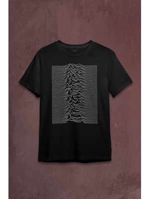 Kendim Seçtim Ses Dalgası Müzik Joy Division Albüm Kapağı Çizgiler Baskılı Tişört  T-Shirt
