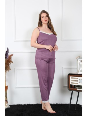 Akbeniz Kadın Büyük Beden Mürdüm Ip Askılı Pijama Takım 202195