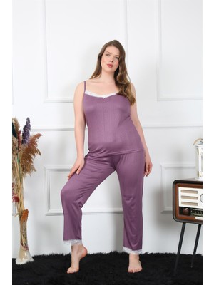 Akbeniz Kadın Büyük Beden Mürdüm Ip Askılı Pijama Takım 202195