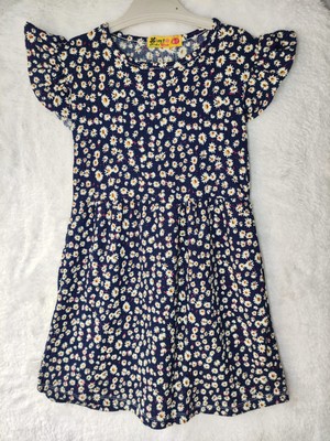 BDZ Deri Renkli Kısakol Pamuklu  Kız Çocuk Elbisesi