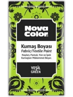 Yeşil Kumaş Boyası Toz 12 gr 1 Adet Nova Color Toz Kumaş Boyası Yeşil Kot Pantalon Gömlek Tişört Tekstil Kumaş Boyası 1 Adet