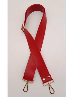 Angel Çanta Aksesuar Suni Deri Kırmızı 120X4 cm Çanta Sapı Kalsap Light Gold Metalli