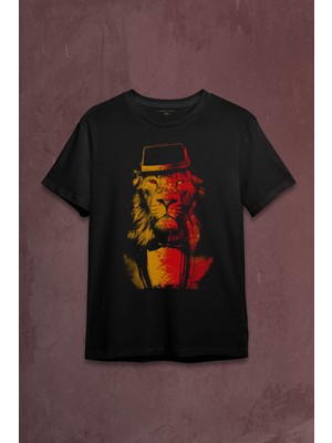 Kendim Seçtim Suit Up Takım Elbiseli Aslan Galatasaray Modern Kıravat Arslan Baskılı Tişört  T-Shirt