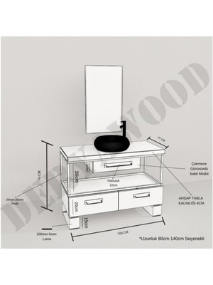 Deryawood  Wind Ahşap Banyo Rafı 40*100*76 Açık Ceviz