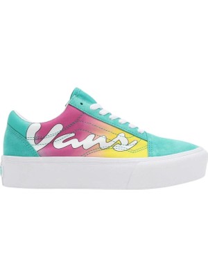 Vans Ua Old Skool Platform Spring Fade Turkuaz Sneaker10