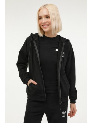 Lotto W-Anıta Full Zıp Hoodie 2 Siyah Kadın Eşofman Üstü