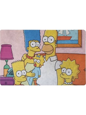 M&H Quality The Simpsons Temalı Dekoratif Çok Amaçlı Paspas Kapıönü Banyo ve Çocuk Odası