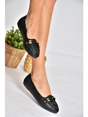 Fox Shoes P250005409 Siyah Günlük Kadın Babet10