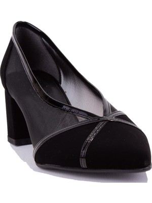 Dagoster DZA07-2682009 Siyah Süet Klasik Topuklu Kadın Ayakkabı10