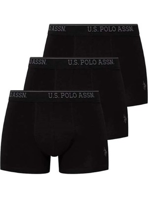U.S. Polo Assn. Pamuklu & Likralı 3'lü Paket Polo Baskılı Erkek Boxer Külot 80097