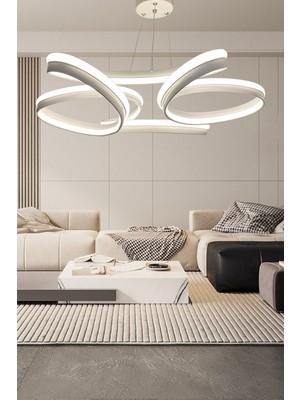 Ledmi Lighting Yüksek Aydınlatmalı Kalın Kasa Papatya Model Beyaz LED Avize, 3 Renk Aydınlatma, Salon Avizesi