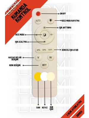 Ledmi Lighting Geniş Model Tek Halkalı Siyah LED Avize, 3 Renk Aydınlatmalı, Kumandalı Modern Avize, Salon Avizesi