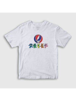 Presmono Unisex Çocuk Beyaz Bears Grateful Dead T-Shirt