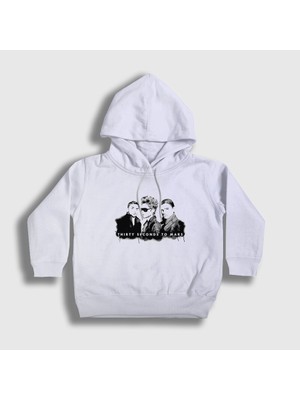 Presmono Unisex Çocuk Beyaz Band V2 30 Seconds To Mars Kapüşonlu Sweatshirt