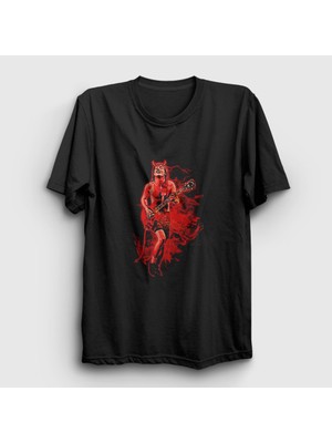 Presmono Unisex Siyah Devil Angus Young Ac Dc T-Shirt