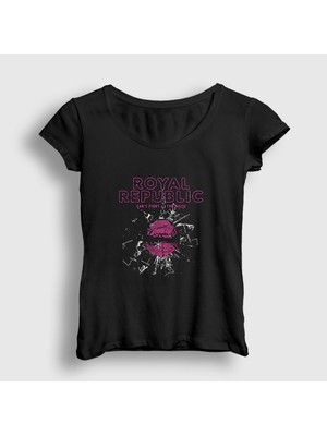 Presmono Kadın Siyah Disco Royal Republic T-Shirt