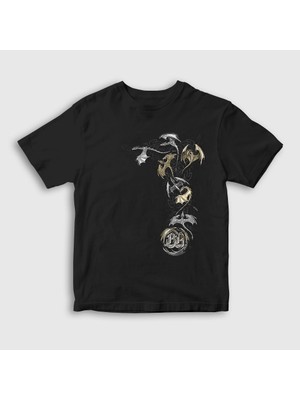 Presmono Unisex Çocuk Siyah Flow Blind Guardian T-Shirt