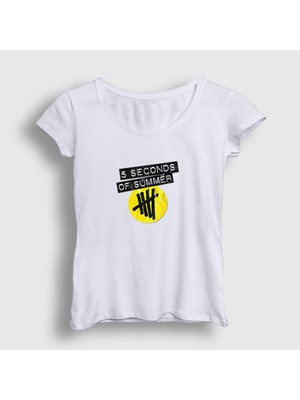 Presmono Kadın Beyaz Logo V2 5 Seconds Of Summer T-Shirt