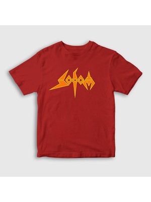 Presmono Unisex Çocuk Kırmızı Logo Sodom T-Shirt