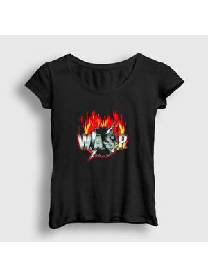 Presmono Kadın Siyah Logo Wasp T-Shirt