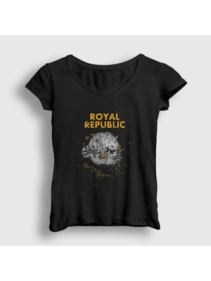 Presmono Kadın Siyah Madness Royal Republic T-Shirt