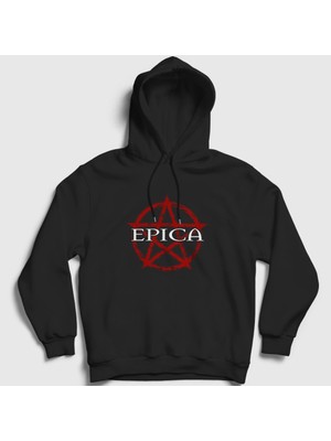 Presmono Unisex Siyah Pentagram Epica Kapüşonlu Sweatshirt