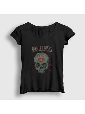 Presmono Kadın Siyah Skull V2 Black Veil Brides T-Shirt