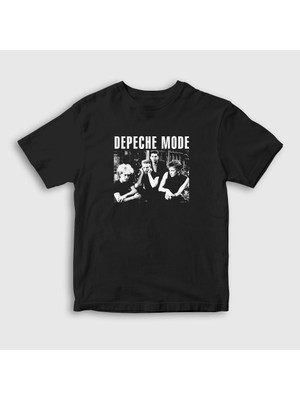 Presmono Unisex Çocuk Siyah Band V2 Depeche Mode T-Shirt