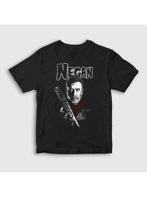 Presmono Unisex Çocuk Siyah Negan Smith The Walking Dead T-Shirt