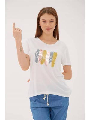 Fashion Friends 23Y0470K1 Fashion Friends Kadın T-Shirt Beyaz