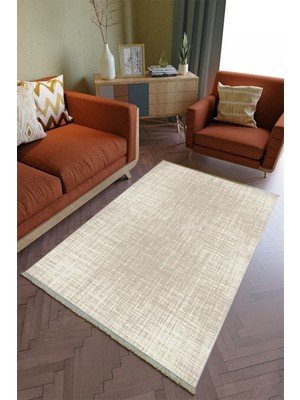 10 Post Online Salon Halısı Otantik Ekru Yolluk Kaymaz Yuvarlak Oval Kesme Ince Yıkanabilir Halı