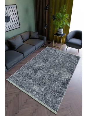 10 Post Online Salon Halısı Modern Gri Lacivert Yolluk Kaymaz Yuvarlak Oval Kesme Ince Yıkanabilir Halı