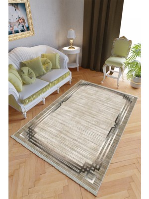 10 Post Online Klasik Salon Halısı Bej Metalik Yolluk Kaymaz Yuvarlak Oval Kesme Ince Yıkanabilir Halı