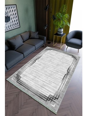 10 Post Online Salon Halısı Modern Metalik Gri Gri Yolluk Kaymaz Yuvarlak Oval Kesme Ince Yıkanabilir Halı