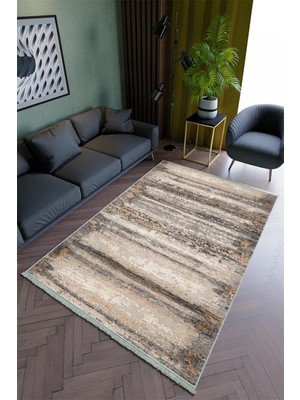 10 Post Online Salon Halısı Modern Ekru Kahverengi Yolluk Kaymaz Yuvarlak Oval Kesme Ince Yıkanabilir Halı