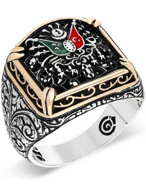 Stil Love Gümüş Osmanlı Devlet Armalı Erkek Yüzük