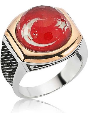 Stil Love Gümüş Ay Yıldız Erkek Yüzük