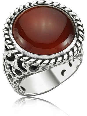 Stil Love Gümüş Akik Taşlı Erkek Yüzük