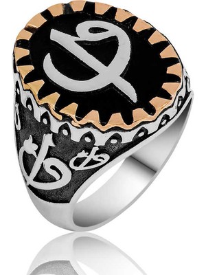 Stil Love ​Gümüş Elif Vav Erkek Yüzük