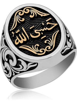 Stil Love Gümüş Arapça Hasbiyallah Yazılı Erkek Yüzük