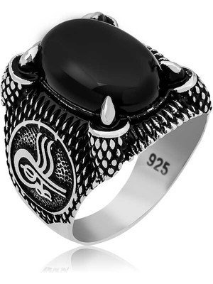 Stil Love Gümüş Osmanlı Tuğra Armalı Pençe Erkek Yüzük