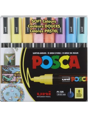 Uni Posca 5m Boyama Markörü Soft Renkler 8'li Set