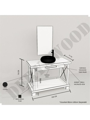 Deryawood Wind Ahşap Banyo Rafı 40*80*76 Açık Ceviz