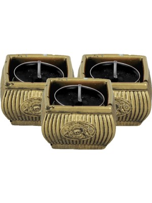 Şamdan Dekoratif Mumluk Şamdan Tealight Mum Uyumlu Mini Çizgili Çiçekli Model