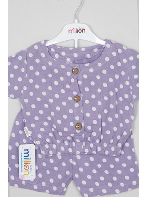 Million Babies Sevimli Benekli Yazlık Bebek Kıyafeti 3-6-9-12-18 Aylık Bebek Takımı