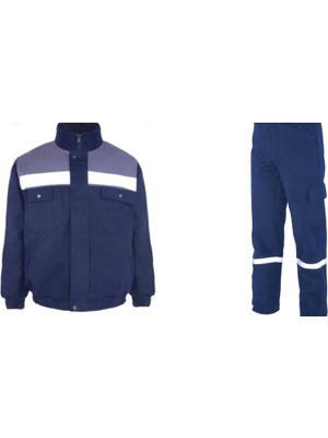 Kota Mervem Iş Takımı (Mont+Pantolon) Reflektörlü %100 Pamuk Kapitoneli Kışlık