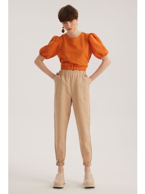 Stella Pulvis Bej Keten Karışımlı Jogger Pantolon