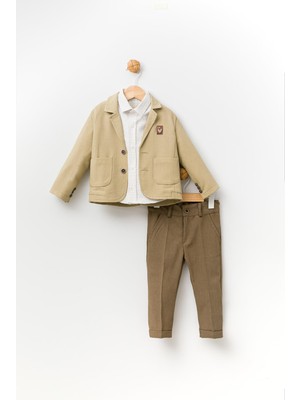 Babydola Kadife Papyonlu Ceket Gömlek Pantolon Bayramlık Erkek Çocuk Takım Elbise 3'lü 13817