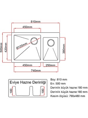 Granite Rising Eviye Siyah Renk 81x50 Cm Özel Gözlü Mutfak Eviyesi