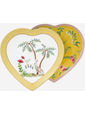 Pip Studio La Majorelle Sarı Porselen Kalpli Tabak Seti 21,5 cm